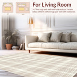 Beige Plaid Area with Subtle Grid Lines and Classic Checkered Design(Beige)