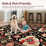 Vivid Flower Motif with Gold Accents(Black)