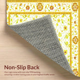 Floral Geometric Area with Cream and Mustard Accents(White)