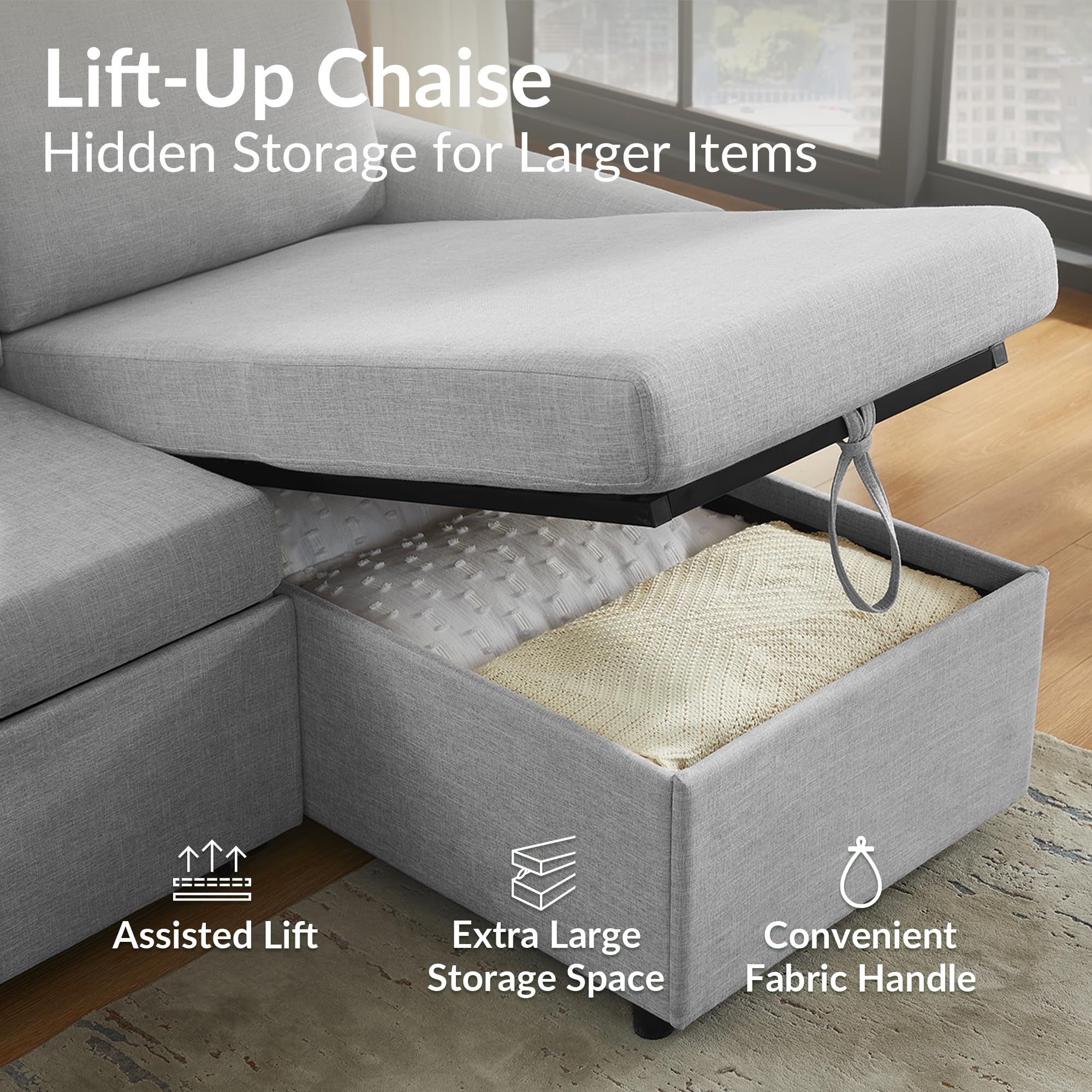 ODIKA Sleeper Sofa Additional Chaise – Chaise for Upgrading Your Existing L - ODIKA