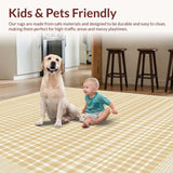 Modern Geometric Area Rug Tan and Cream Checkered Design Carpet(Beige)