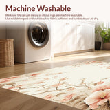 Beige Floral Patterned Area Runner with Non Slip Ultra Design(Beige)