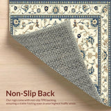 Elegant Floral Beige and Azure Area(Beige)