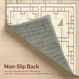 Modern Abstract Geometric Beige Non Slip Area(Beige)