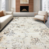 Floral Whisper Beige Anti Slip Bath Absorbent Shower(Beige)