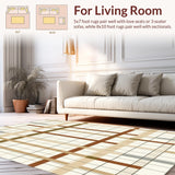 Abstract Geometric Area with Neutral Checkerboard and Linear Accents(Beige)