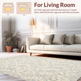Neutral Scrollwork with Delicate Beige and Muted Smoke Floral Motifs(Beige)