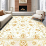 Beige Faux Cashmere Bath Intricate Floral Motifs with Gold Accents(Beige)