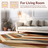 Modern Hallway Runner with Abstract Zigzag Earth Tone Design(Beige)