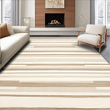 Artisan Striped Area Featuring Linear Bands and Subtle Chevron Motifs(Beige)