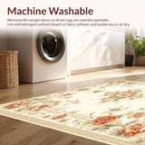 Elegant Entryway Beige Floral Medallion Motif(Beige)