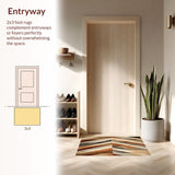 Modern Hallway Runner with Abstract Zigzag Earth Tone Design(Beige)