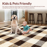 Vintage Checkered Beige Nursery Fluffy Anti Skid(Beige)