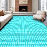 Aqua White Farmhouse Chic Area Rug Geometric Diamond Pattern Patio Carpet(Blue)