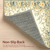 Ethereal Trails Beige and Blue Floral Trail Design(Beige)