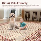 Vintage Hexagon Round Beige/Burgundy(Beige)