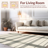 Modern High Low Cream Minimalist Area(Beige)