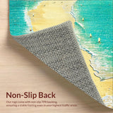 Ocean Surf Area Funny Tropical Beach Scene Bath Mat Coastal Vibe(Beige)