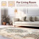 Artisan Medallion Area with a Distressed Symmetrical Boho Design(Beige)