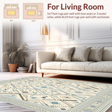 Modern Ethnic Diamond Area with Sculpted Geometric Medallions(Beige)