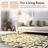Midnight Garden Patio Black and Beige Floral Patterned(Beige)