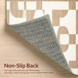 Modern Shag Area with Abstract Shapes for Playful Home Interiors(Beige)