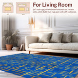 Abstract Geometric Blue Gold Fusion(Blue)