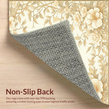 Classic Botanical Area with Graceful Floral for Cozy Ambiance(Beige)
