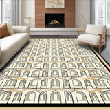 Minimalist Art Deco Area with Symmetrical Arch Motif and Graphic Detailing(Beige)