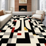 Modern Geometric Area with Bold Beige and Black Design(Black)