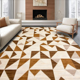 Modern Beige Runner Brown Geometric Waterproof(Beige)