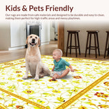 Floral Geometric Area with Cream and Mustard Accents(White)