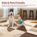Modern Geometric Area Brown & Beige Contour Cut(Beige)