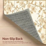 Botanical Bliss Entrance Beige Floral Non Slip Boho Decor(Beige)