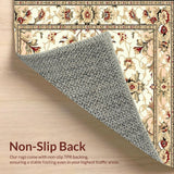 Timeless Floral Area Beige Brown Non Slip Entryway(Beige)