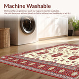 Timeless Vintage Floral Area Machine Non Slip(White)