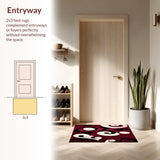 Modern Beige Runner Elegant Burgundy & Black Swirls(Red)