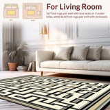 Art Deco Inspired Area Showcasing Elegant Maze and Lattice Graphics(Beige)