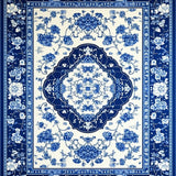Traditional White Porcelain Floral Design(Blue)
