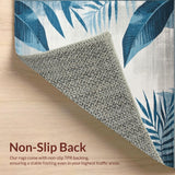 Modern Tropical Leaves Accent in Blue Grey Beige Hues(Blue)