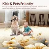 Beige Radiance Floral Accent Bath Non Slip Shower Decor(Ivory)