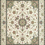 Beige and Sage Green Area with Classic Boho Floral Layout(Beige)