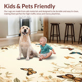 Beige Butterfly Floral Non Slip Area(Beige)
