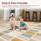Modern Geometric Patchwork with Colorful Squares Beige Accents(Beige)