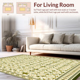 Refined Olive Wool Runner with Intricate Lattice and Floral Embellishments(Beige)