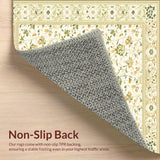 Low Pile Featuring Beige and Sage Green Boho Botanical Design(Beige)