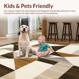 Modern Geometric Durable Non Slip Contemporary Area(Beige)