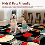 Round Vinyl Record Floor Mat Decor(Black)
