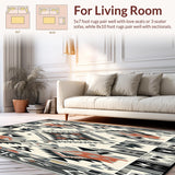 Abstract Tribal Round Area Black Gray Off White(Gray)