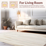 Minimalist Round Floor Sophisticated Beige & Ivory Abstract Weave(Beige)